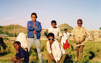 Ethopian boys in field